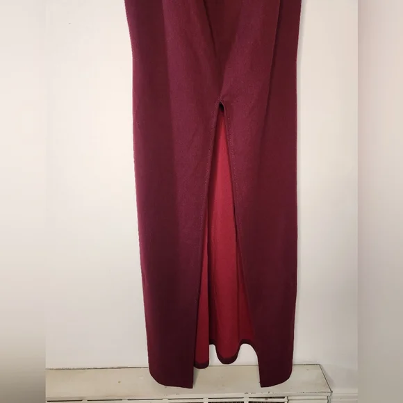 Burgundy & Gold Lace Formal Gown from Fashion Nova